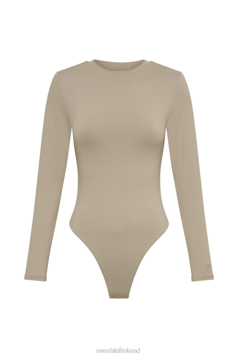 Meshki Delilah kierrätetystä nylonista valmistettu pitkähihainen pyöreäkauluksinen body 40RL846 vaatetus taupe