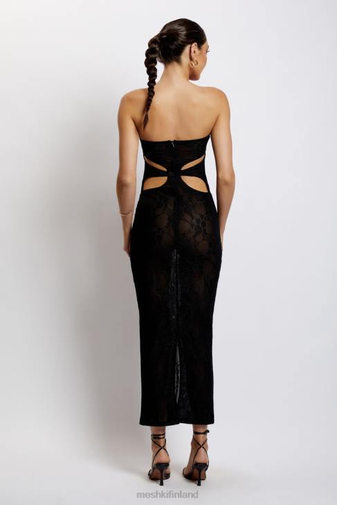 Meshki krista leikattu bandeau maxi -mekko 40RL722 vaatetus musta