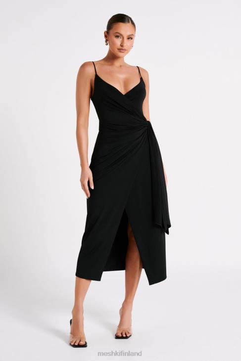 Meshki caroline draped wrap midi mekko 40RL109 vaatetus musta