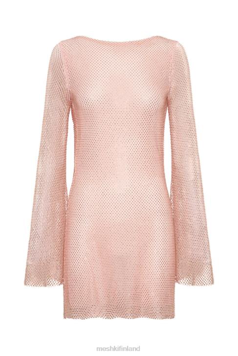 Meshki samira flare sleeve diamante mesh minimekko 40RL315 vaatetus vauvan pinkki