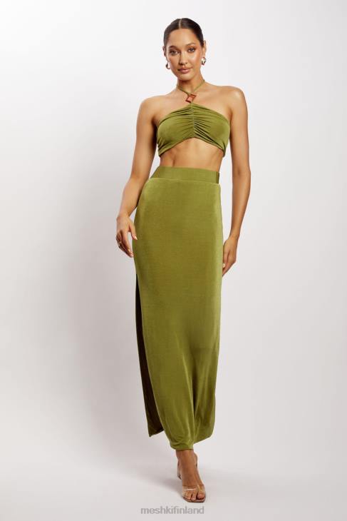 Meshki alizeh ruched halter crop top 40RL1203 vaatetus vihreä