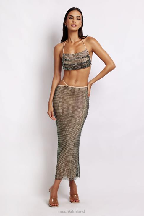 Meshki casey mesh diamante riimu crop 40RL983 vaatetus värikäs musta