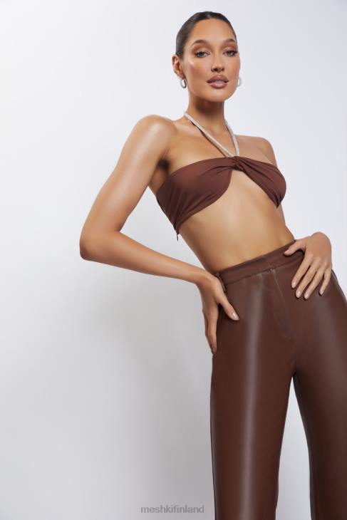 Meshki lea diamante ketju riimu kaula crop top 40RL1117 vaatetus suklaa