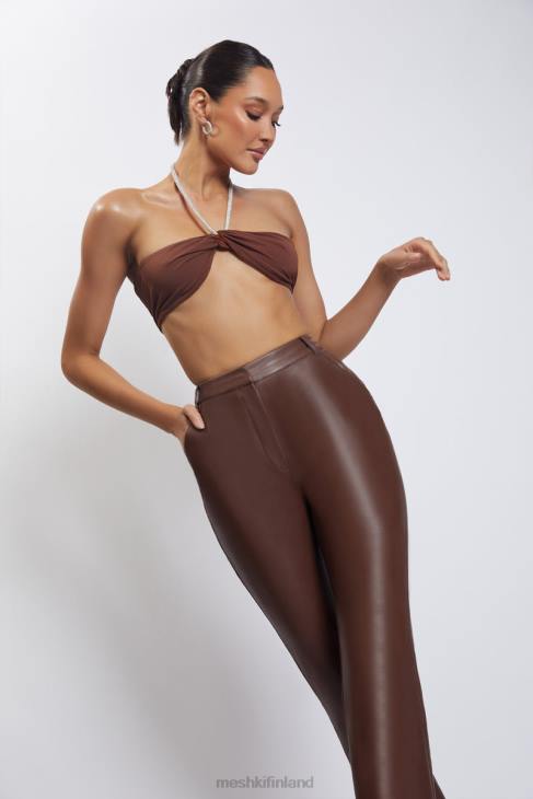 Meshki lea diamante ketju riimu kaula crop top 40RL1117 vaatetus suklaa