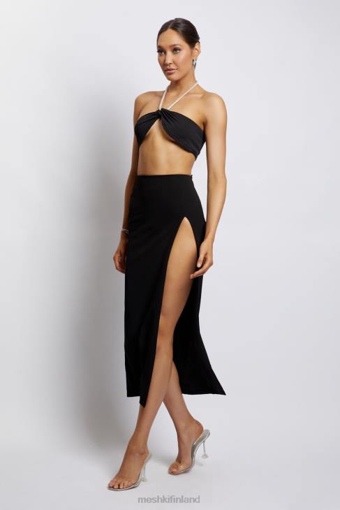Meshki lea diamante ketju riimu kaula crop top 40RL1132 vaatetus musta