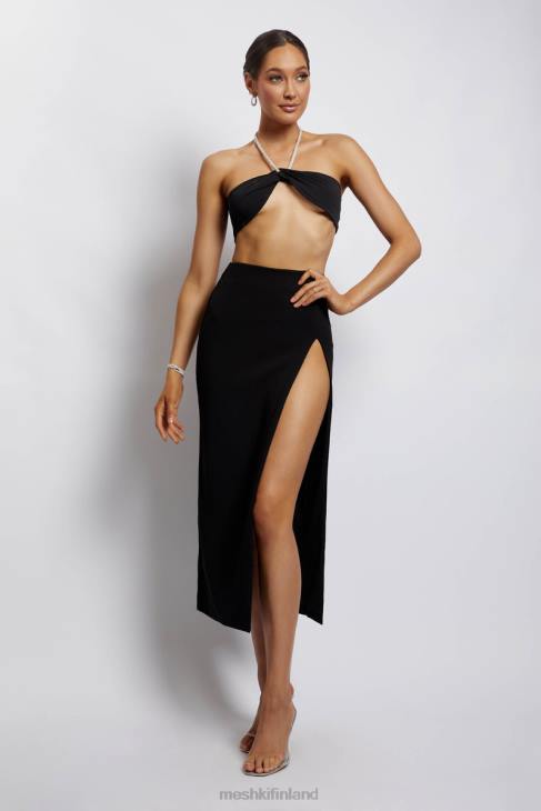 Meshki lea diamante ketju riimu kaula crop top 40RL1132 vaatetus musta