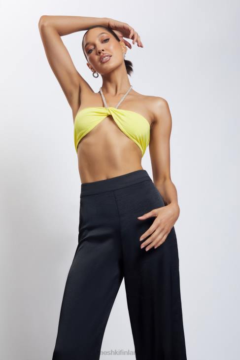 Meshki lea diamante ketju riimu kaula crop top 40RL1142 vaatetus keltainen