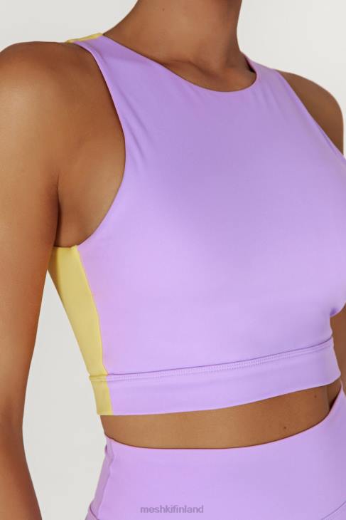 Meshki lori kaksisävyinen Racer crop toppi 40RL1075 vaatetus lila/keltainen