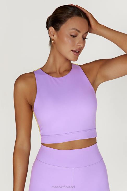 Meshki lori kaksisävyinen Racer crop toppi 40RL1075 vaatetus lila/keltainen