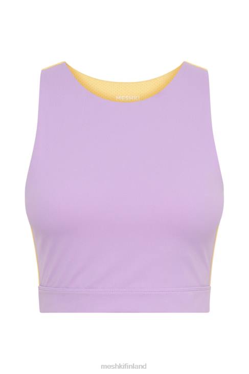 Meshki lori kaksisävyinen Racer crop toppi 40RL1075 vaatetus lila/keltainen
