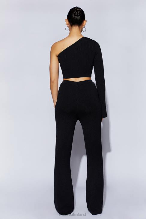 Meshki rue one shoulder flare sleeve crop toppi 40RL973 vaatetus musta