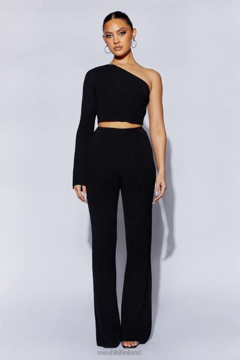 Meshki rue one shoulder flare sleeve crop toppi 40RL973 vaatetus musta