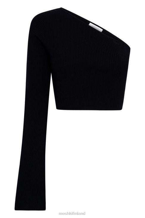 Meshki rue one shoulder flare sleeve crop toppi 40RL973 vaatetus musta