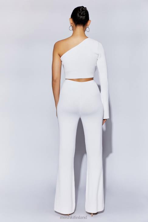 Meshki rue one shoulder flare sleeve crop toppi 40RL974 vaatetus valkoinen
