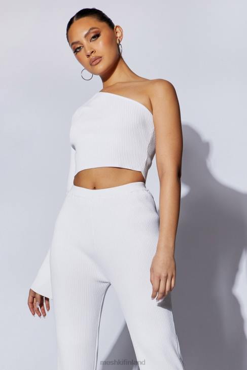 Meshki rue one shoulder flare sleeve crop toppi 40RL974 vaatetus valkoinen