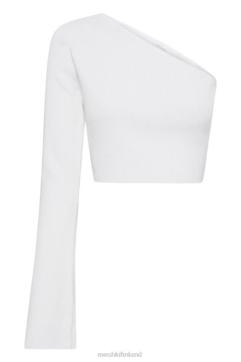 Meshki rue one shoulder flare sleeve crop toppi 40RL974 vaatetus valkoinen