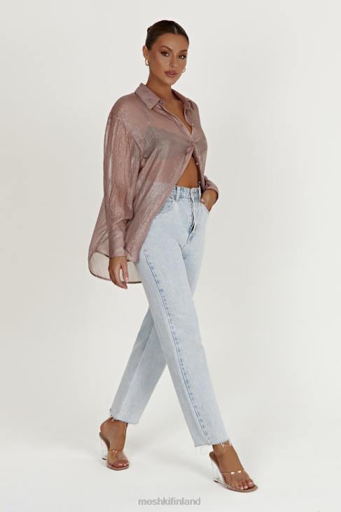 Meshki molly oversized läpinäkyvä irisoiva paita 40RL1105 vaatetus taupe