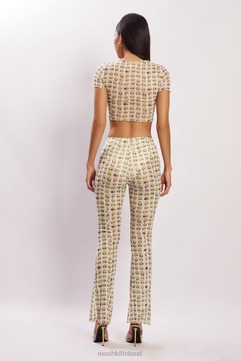 Meshki nora mesh crop t-paita 40RL1138 vaatetus ulkomaalainen printti