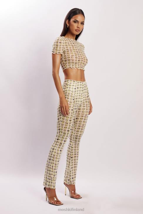 Meshki nora mesh crop t-paita 40RL1138 vaatetus ulkomaalainen printti