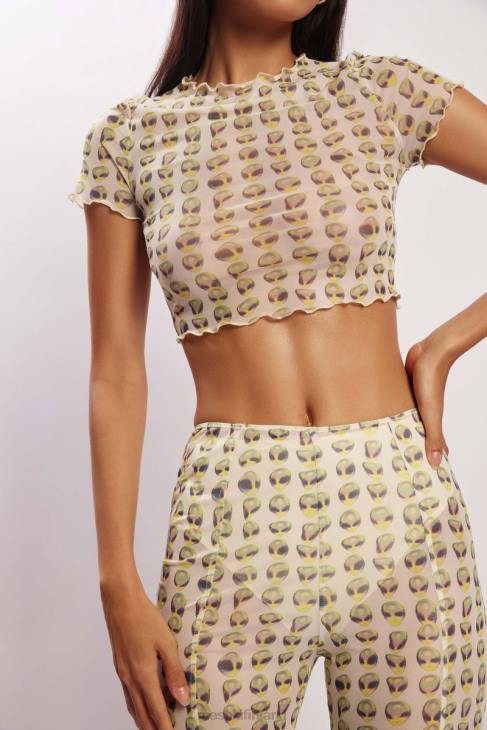 Meshki nora mesh crop t-paita 40RL1138 vaatetus ulkomaalainen printti