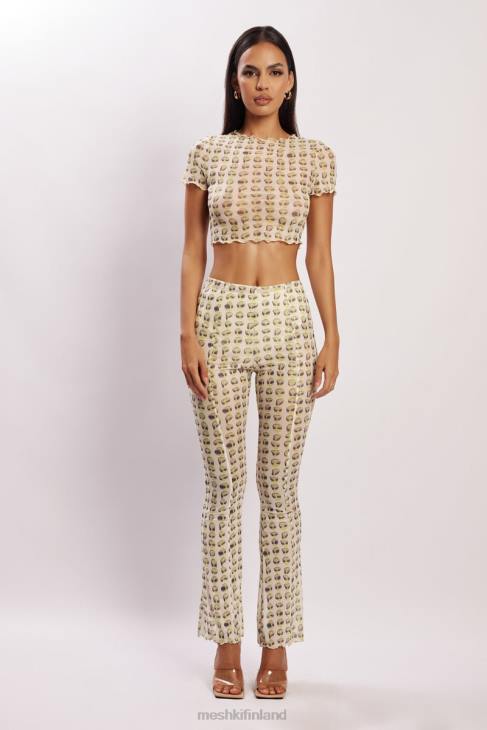 Meshki nora mesh crop t-paita 40RL1138 vaatetus ulkomaalainen printti