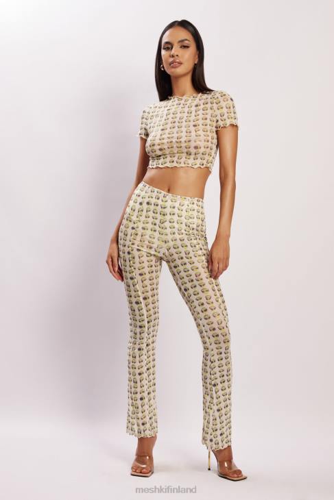 Meshki nora mesh crop t-paita 40RL1138 vaatetus ulkomaalainen printti