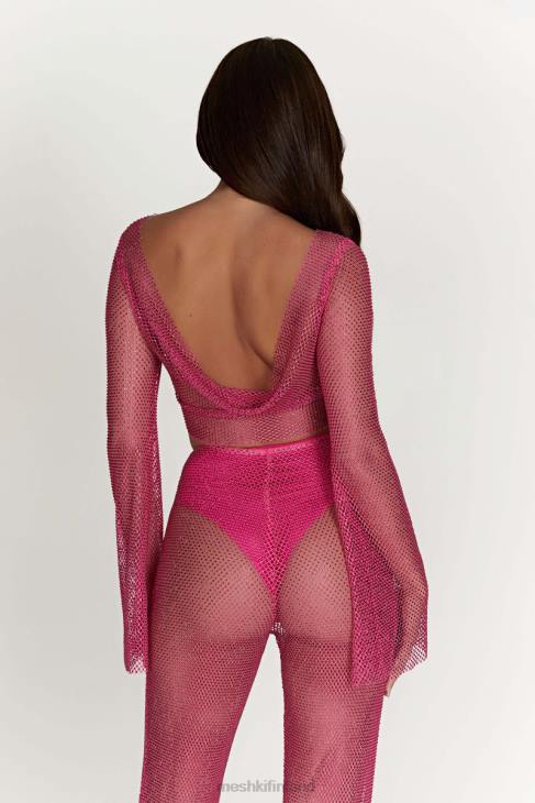 Meshki hilton diamante mesh-kopan yläosa 40RL969 vaatetus ruusun pinkki