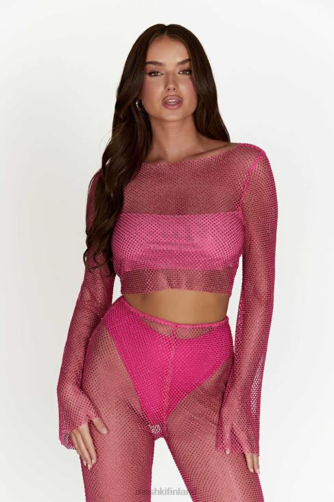 Meshki hilton diamante mesh-kopan yläosa 40RL969 vaatetus ruusun pinkki