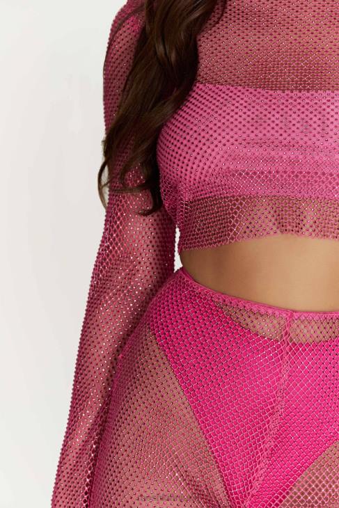 Meshki hilton diamante mesh-kopan yläosa 40RL969 vaatetus ruusun pinkki