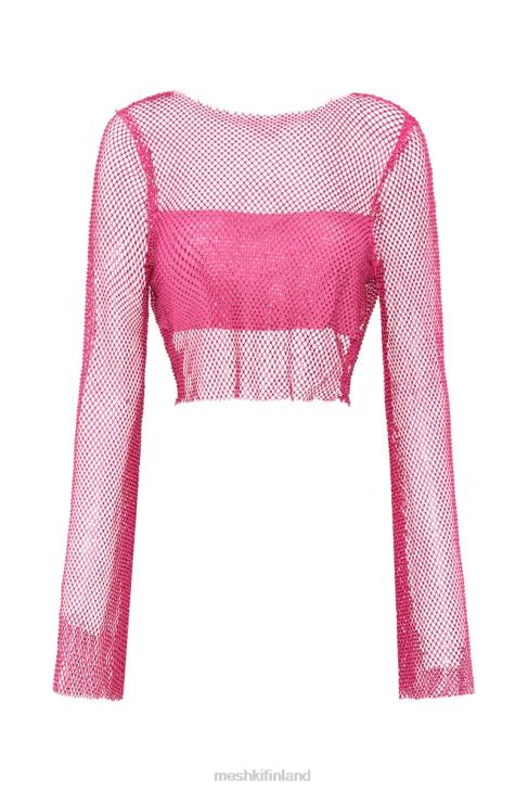 Meshki hilton diamante mesh-kopan yläosa 40RL969 vaatetus ruusun pinkki