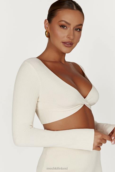 Meshki kaesha pitkähihainen twist edessä neulottu toppi 40RL970 vaatetus luuta