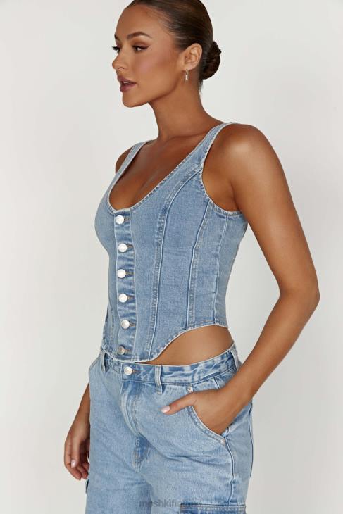 Meshki leilani korsetti denim toppi 40RL761 vaatetus keski sininen