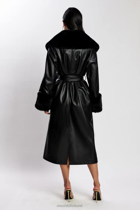 Meshki rebekah oversize pu-trenssitakki turkisreunuksella 40RL1647 vaatetus musta