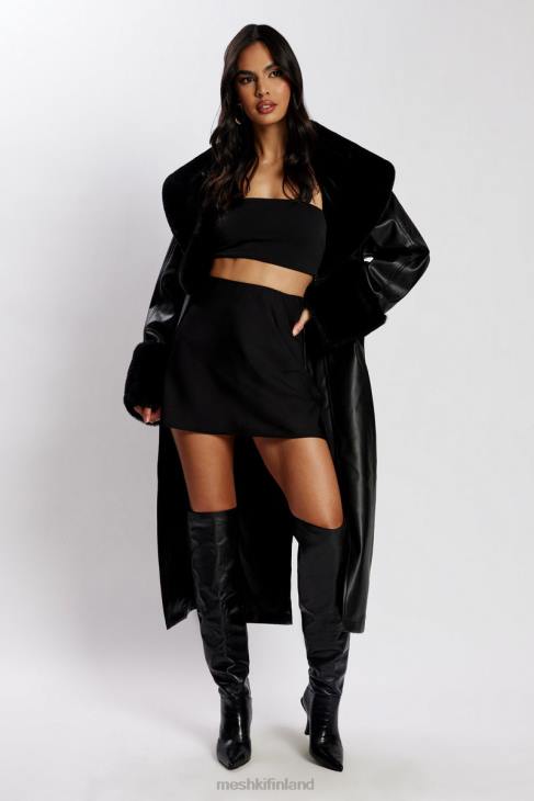 Meshki rebekah oversize pu-trenssitakki turkisreunuksella 40RL1647 vaatetus musta