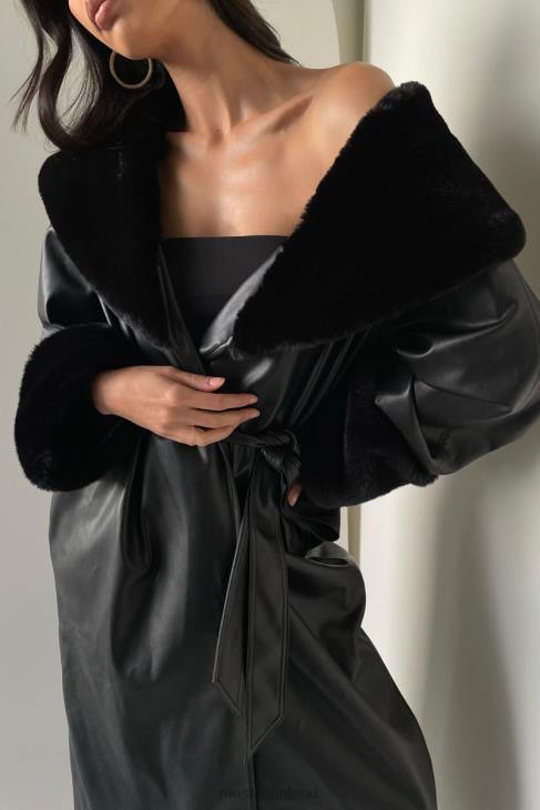 Meshki rebekah oversize pu-trenssitakki turkisreunuksella 40RL1647 vaatetus musta